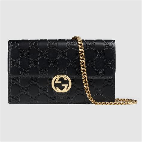 black gucci signature chain wallet|Gucci small wallet on chain.